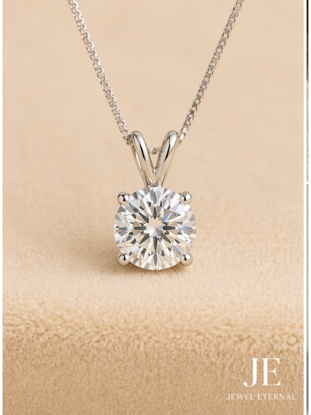 2ct Moissanite Pendant Necklace D VVS1 Sterling Silver Chain Included